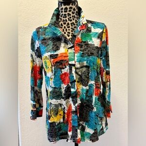 Ali Miles Colorful Abstract Button Down Shirt